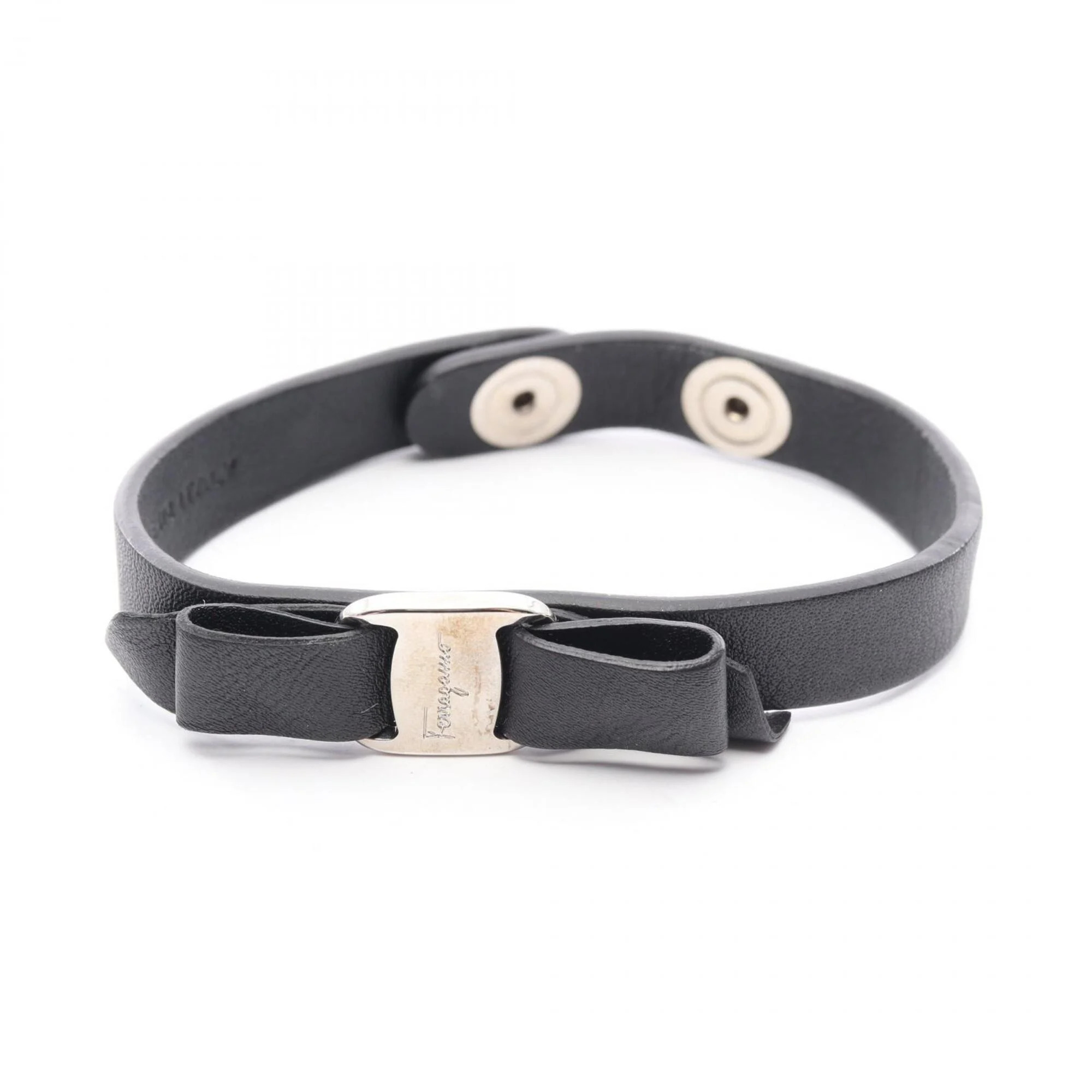 Salvatore Ferragamo Vara Ribbon Bracelet, Leather, Women's, Black